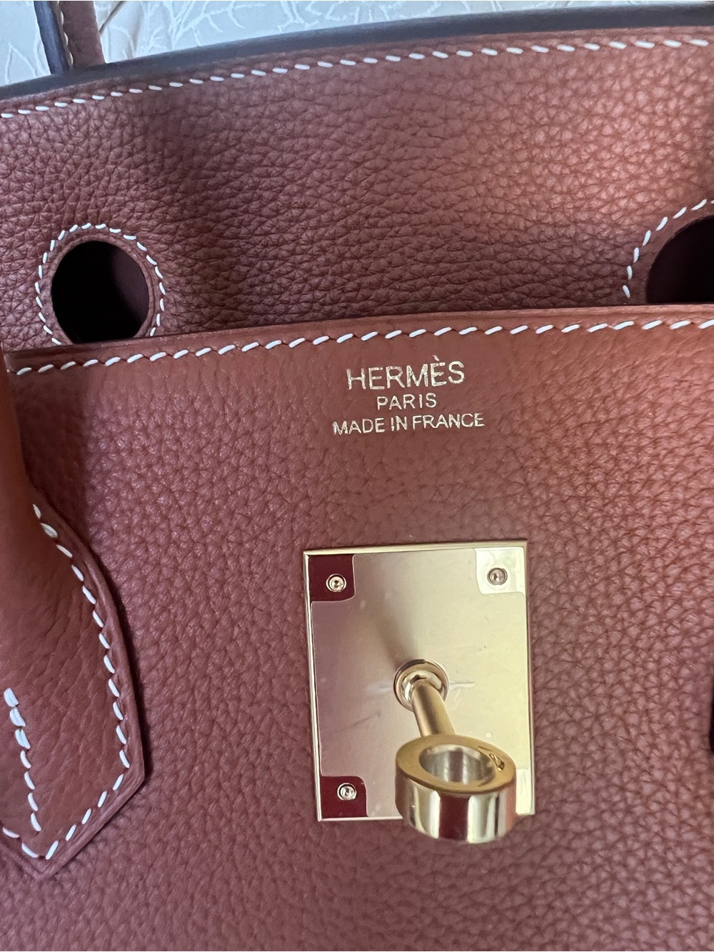 Hermès-Style Cognac Leather Top-Handle Tote Bag - Picture 7 of 9